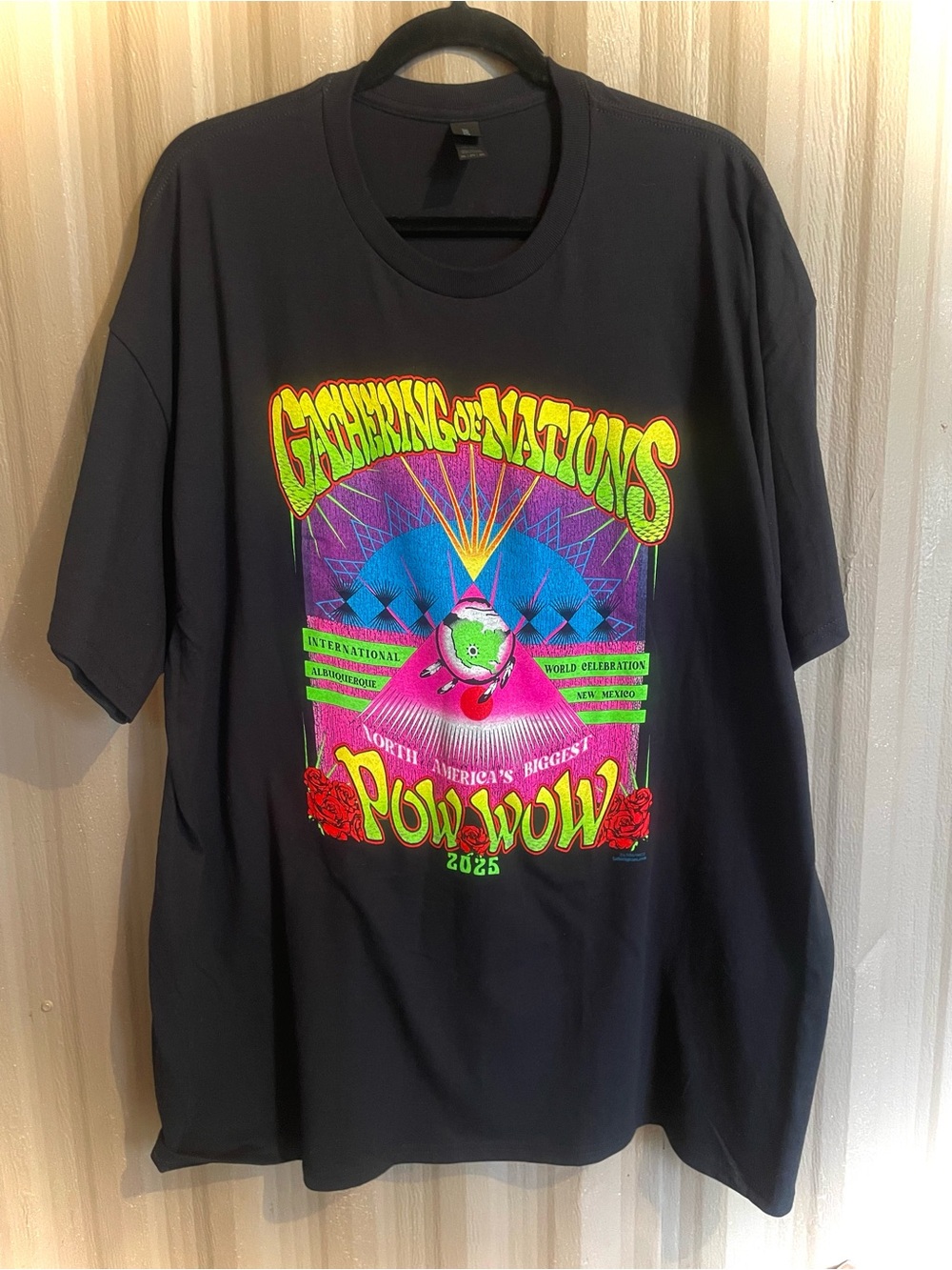 2025 Gathering of Nations POW-Wow T-shirt Tee XXL Black 100% Cotton